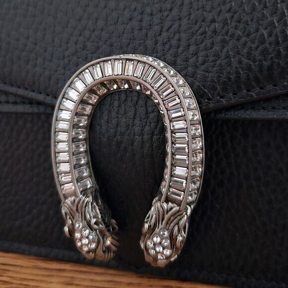 Gucci Mini Crystal Top Handle Dionysus Black Leather Crossbody - Picture 6 of 7